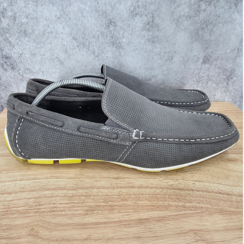 Kenneth Cole Driving Shoes Mens 11.5 M Gray Traffic Light Suede Slip On Loafers